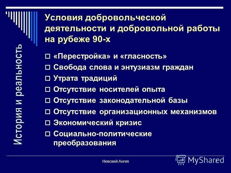 Условия волонтерской деятельности