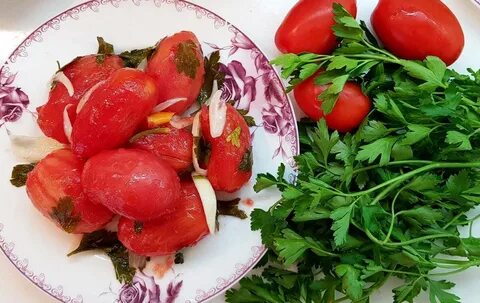 Помидоры быстрый маринад с чесноком