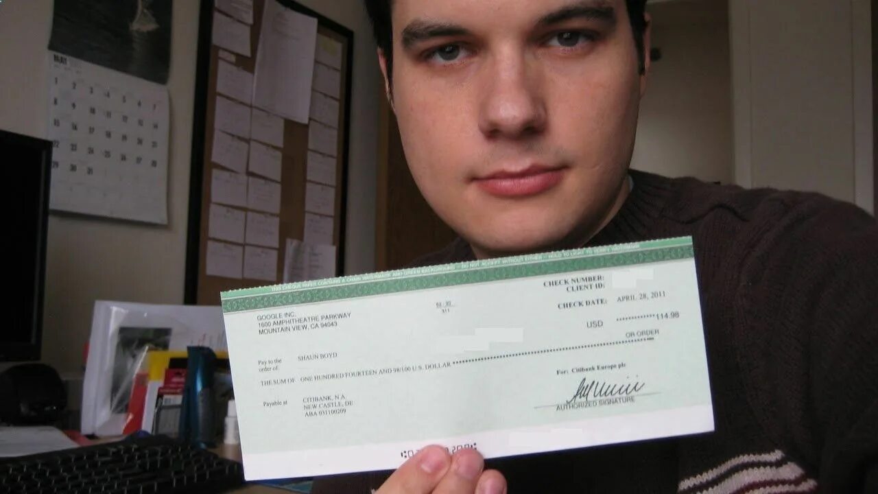 Earning check. Treasury check.