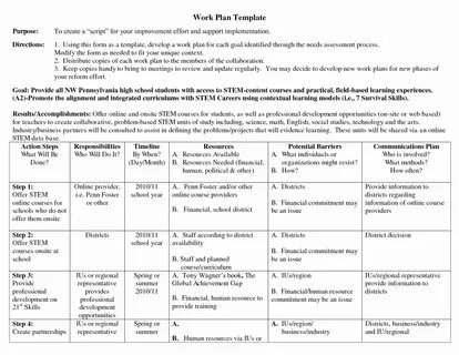 English work plans