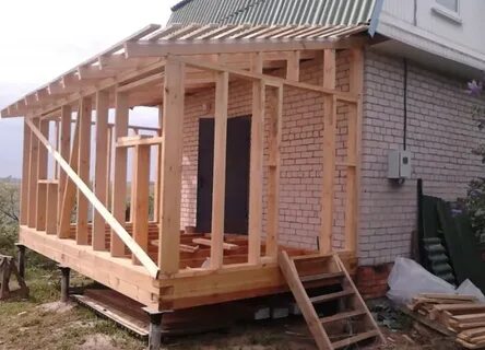 Каркас террасы к дому