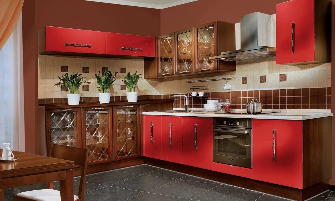 Мебельная фабрика Медынь кухни. Модели кухонных гарнитуров. Красные кухни. Кухонная мебель фотокаталог.