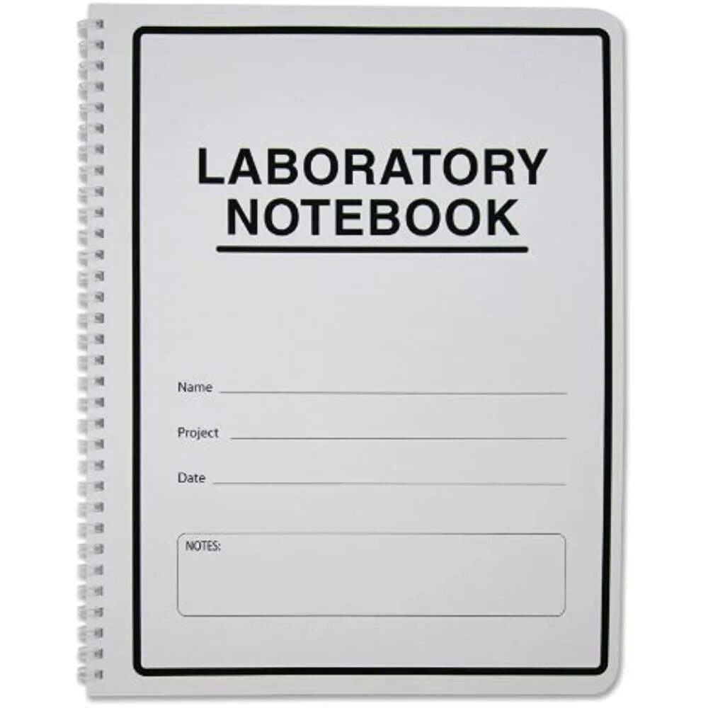 Lab notebook. Lab notebook cover.