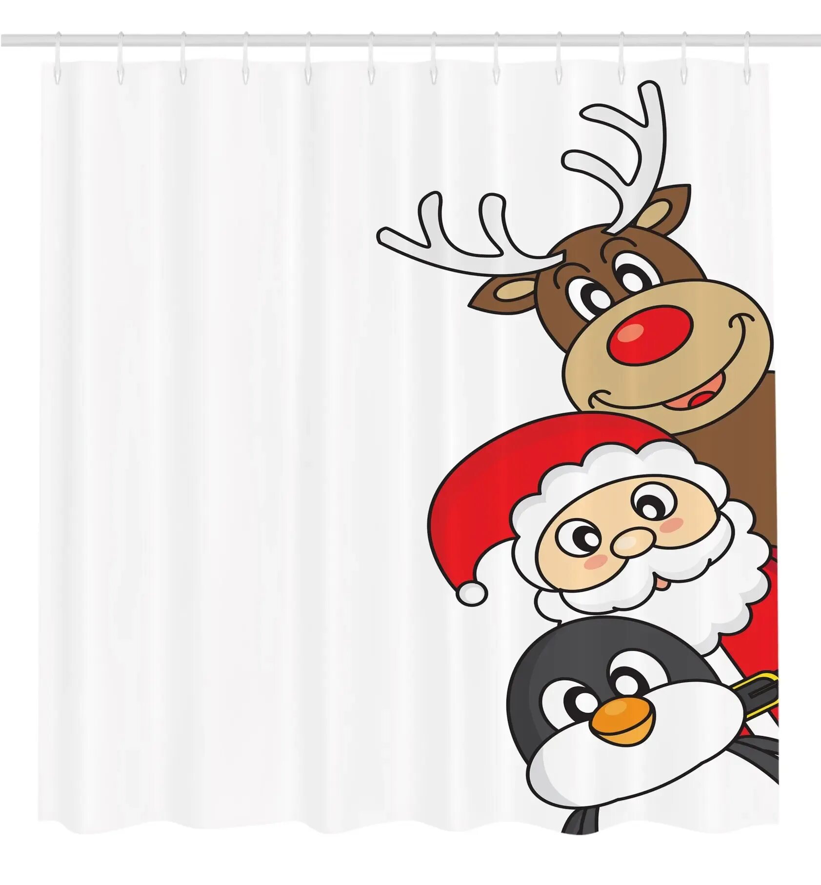 мультяшный олень в колпаке. новогодний олень. дед мороз выглядывает. дед мороз и олень выглядывают. олени деда мороза.