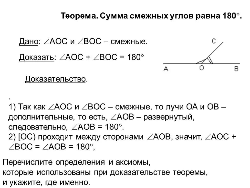 Теорема о сумме смежных углов 7 класс. Теорема смежных углов 7 класс доказательство. Теорема о смежных углах с доказательством. Теорема о свойстве смежных углов доказательство.