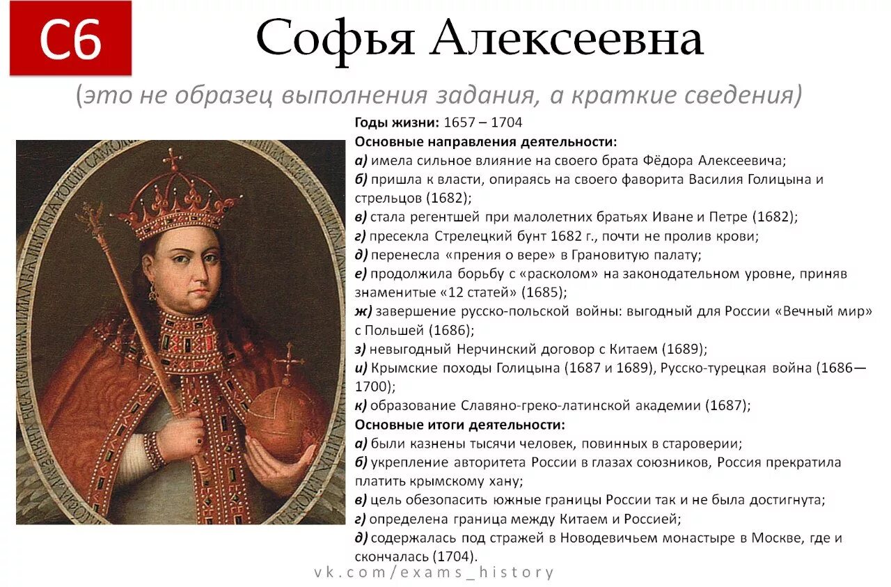 Составьте исторический портрет царевны софьи. Итоги правления Софьи Алексеевны.