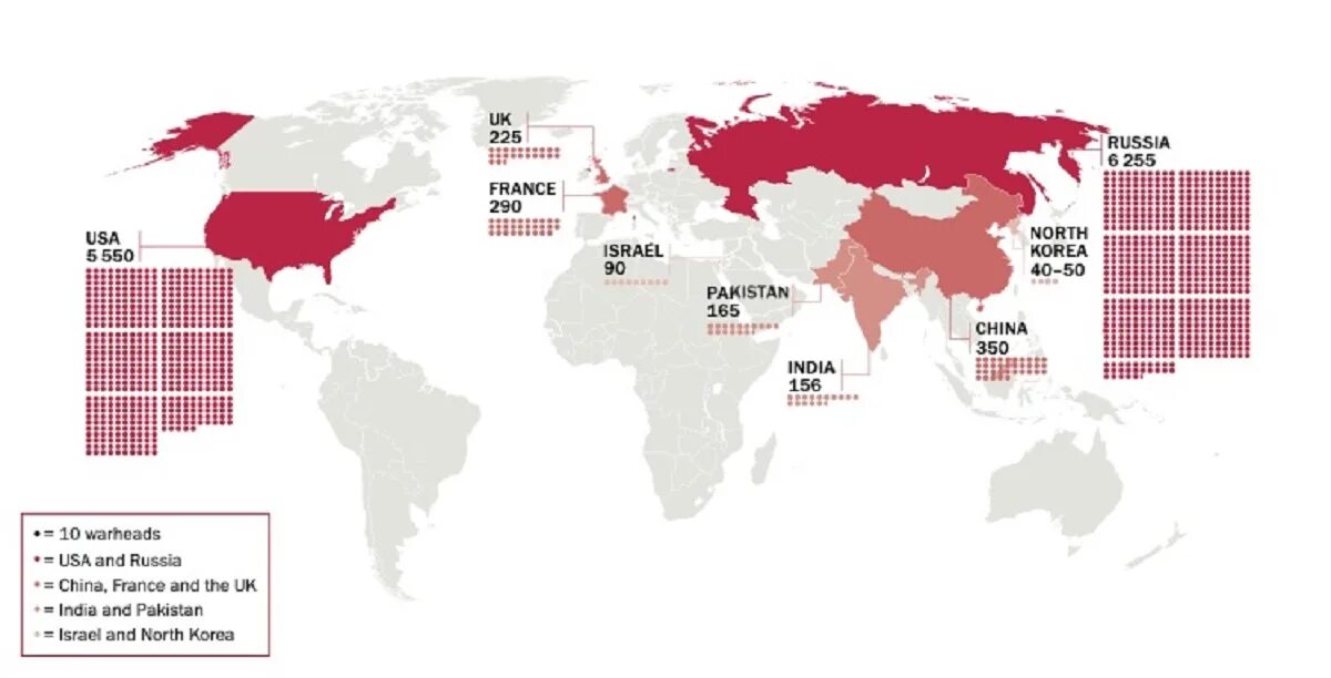 Ядерные державы на карте. Карта государств с ядерным оружием.