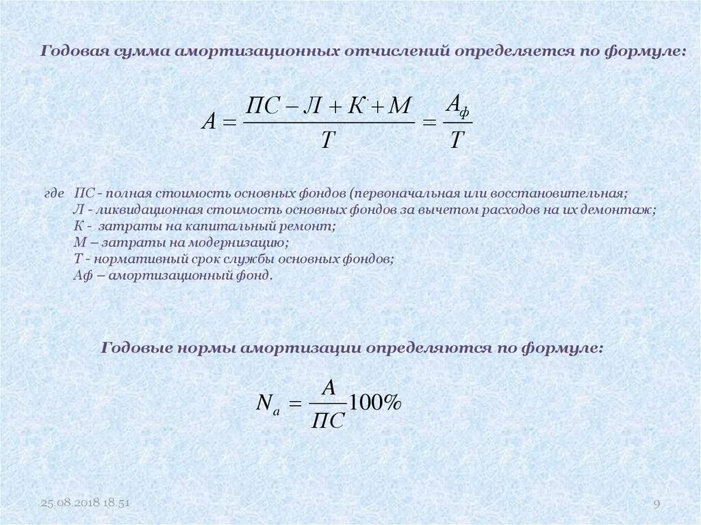 Постоянная годовая сумма. Годовая сумма амортизационных отчислений определяется по формуле:. Годовые амортизационные отчисления формула. Годовая сумма амортизационных отчислений формула. Годовая сумма амортизации формула расчета.