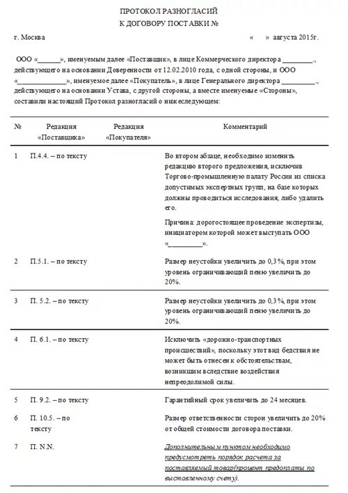 Форма протокол разногласий к договору образец. Протокол разногласий изменение банковских реквизитов. Форма протокола разногласий к договору поставки образец. Пример заполнения протокола разногласий к договору.