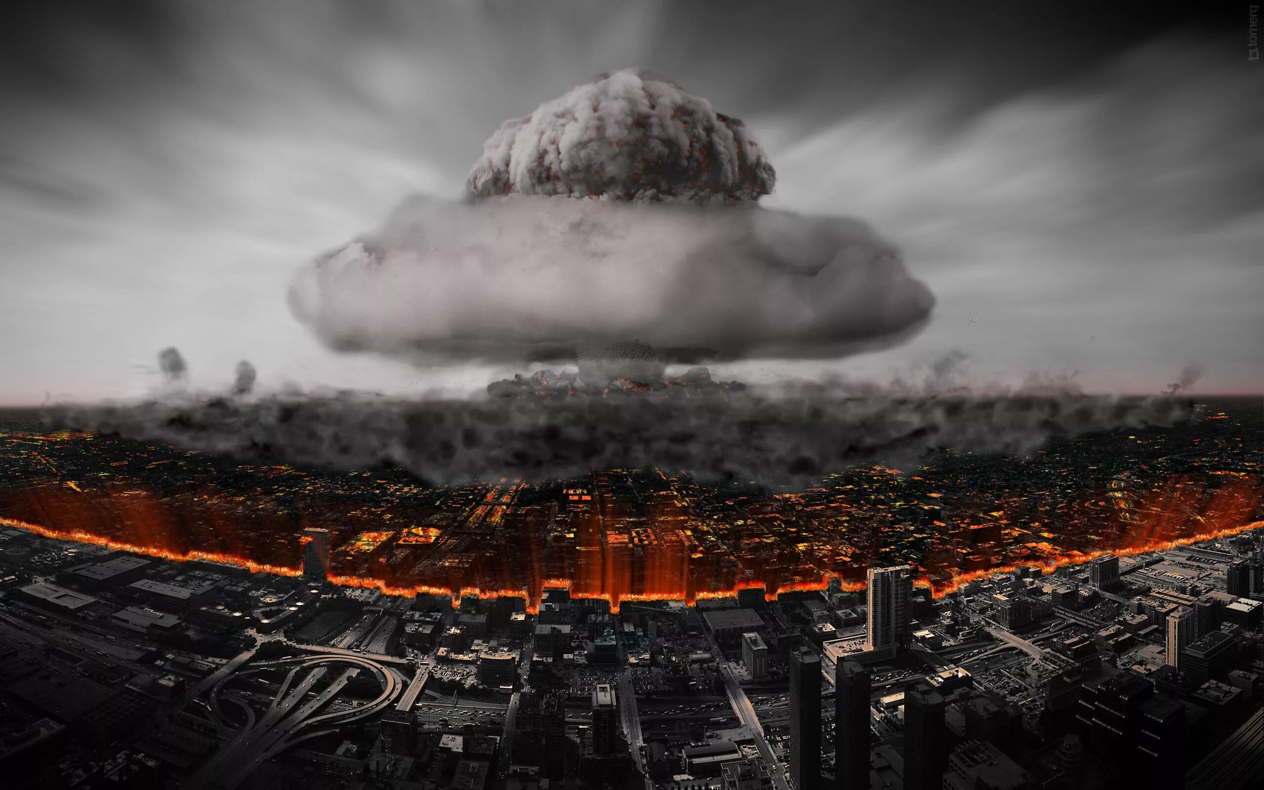 Территория ядерного взрыва. Лос Анджелес апокалипсис атмосфера. Ядерный взрыв Хиросима арт. Годзилла ядерная бомба.
