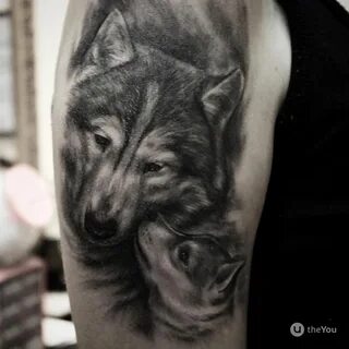Мужское тату Волк на плече на сайте theYou