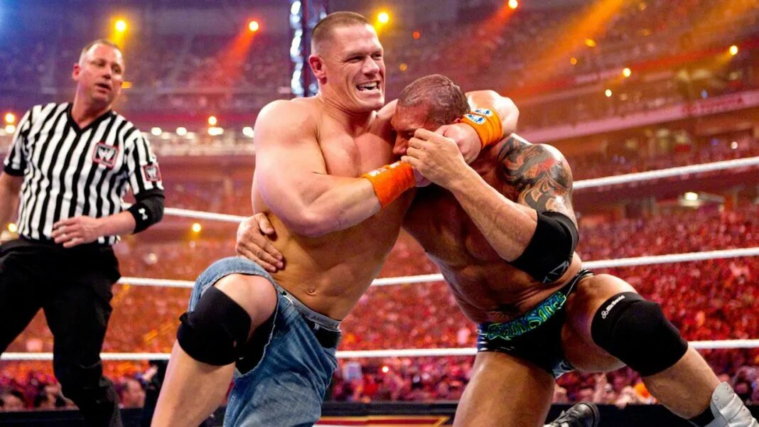 John cena vs. Джон сина и батиста. john cena 2010. сина vs батиста. батиста реслинг.