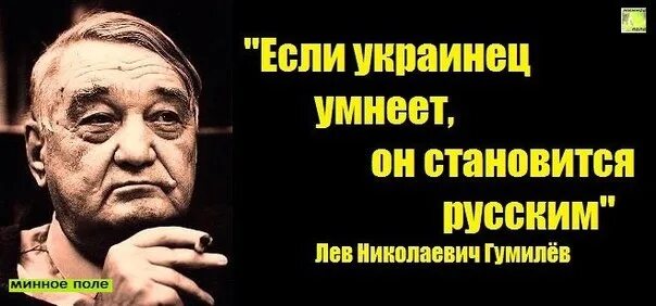 Если человек стал украинцем обратно. Когда украинец умнеет становится русским. Умный хохол. Лев Гумилев про украинцев. Цитаты про Хохлов.