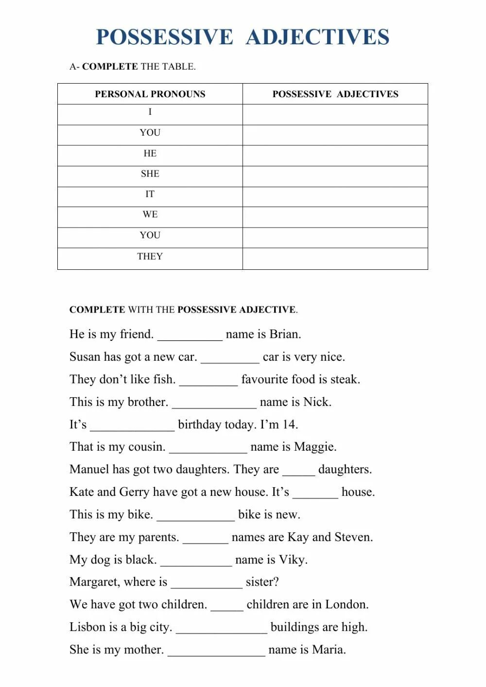 Possessive adjectives задания. Possessive adjectives упражнения. Possessive adjectives exercises. Possessive adjectives упражнения 5 класс. Possessive adjectives worksheet