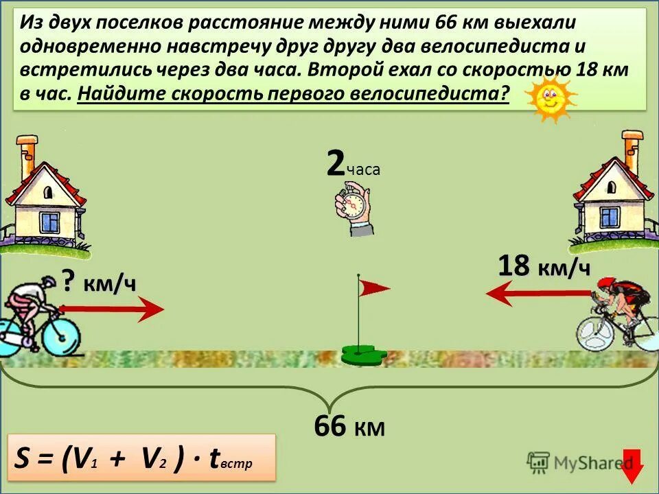 Расстояние между поселками. Задачи на встречное движение 4 класс. Решение задач на встречное движение. Как решать задачи на встречное движение. Задачи на одновременное встречное движение 4 класс.