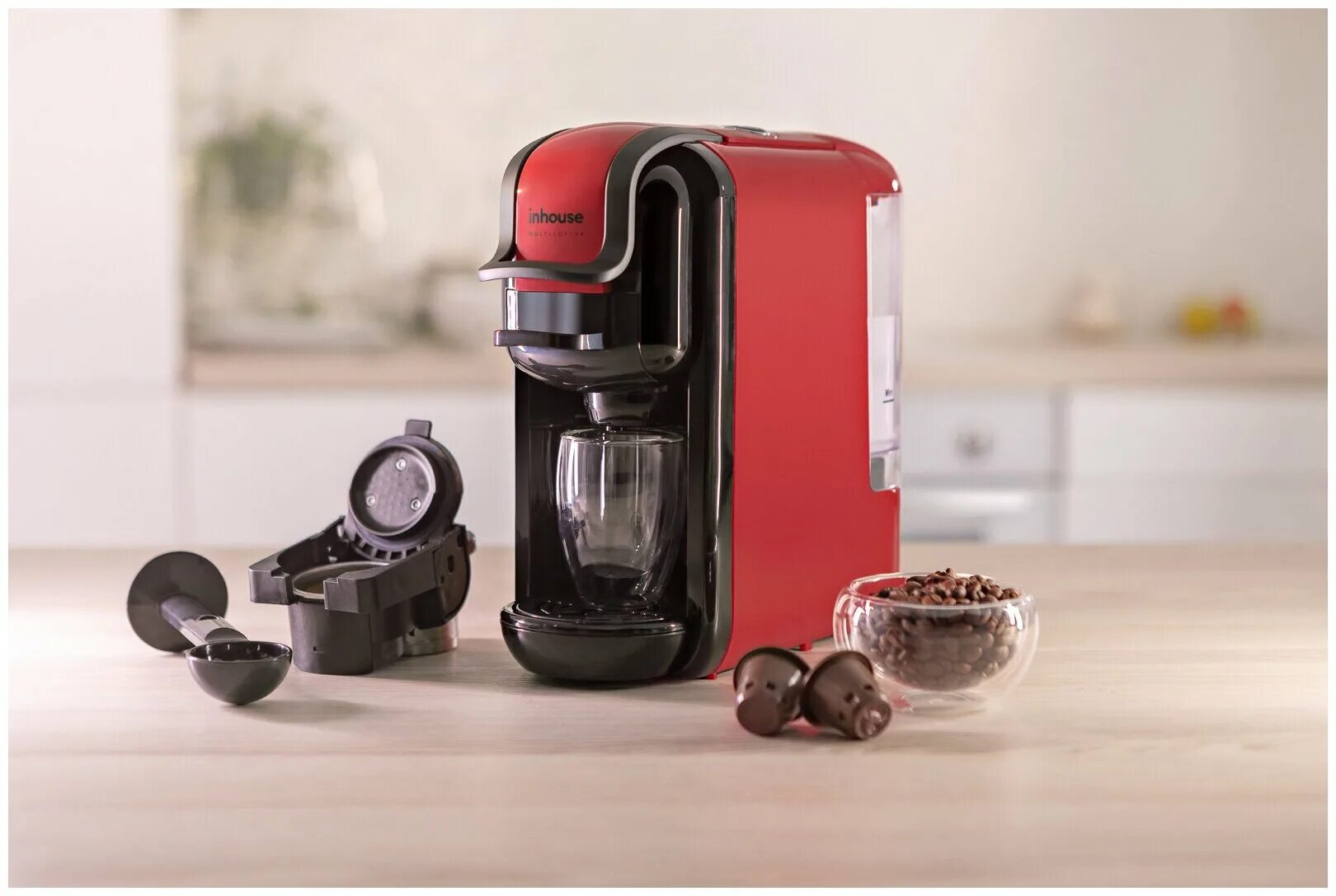 Кофемашина inhouse капсульная и рожковая, серия multicoffee 2в1. Кофемашина капсульная inhouse multicoffee 2 в 1, бежевый. Универсальная капсульная кофемашина inhouse (серия multicoffee 2в1, 19 бар). Кофемашина inhouse капсульная и рожковая, серия multicoffee 2в1. Кофемашина inhouse капсульная и рожковая, серия multicoffee 2в1.