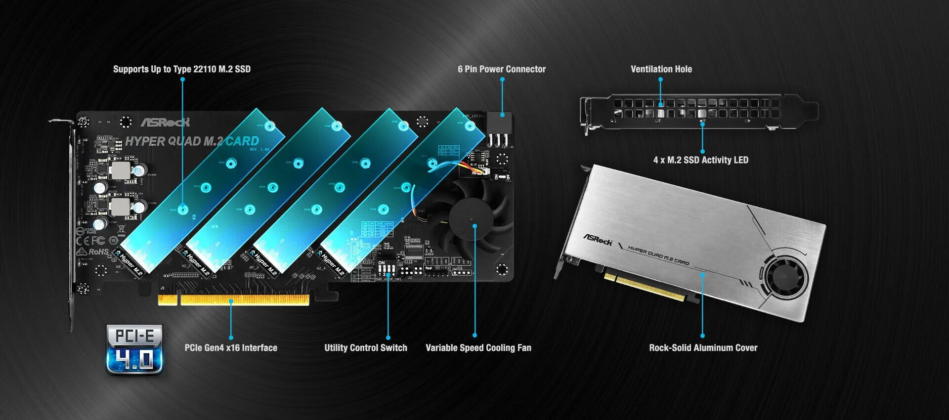 Интерфейс pci e 4.0. Hyper quad m.2 card. хайпер m.2 nvme ssd. m.2 22110 nvme. ssd формата m.2 с интерфейсом подключения pci-e.