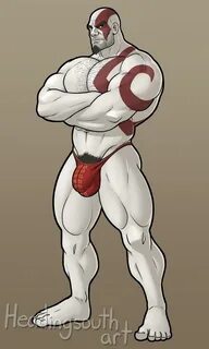 headingsouth, kratos, god of war, balls, bara, big balls, big penis, bulge,...