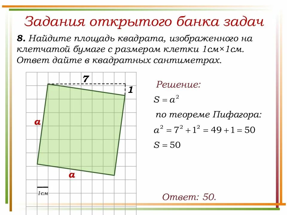 Квадрат задачи огэ. Найдите площадь квадрата. площадь квадрата задачи. площадь квадрата на клетчатой бумаге. найдите площадь квадрата изображенного на клетчатой бумаге 1х1.