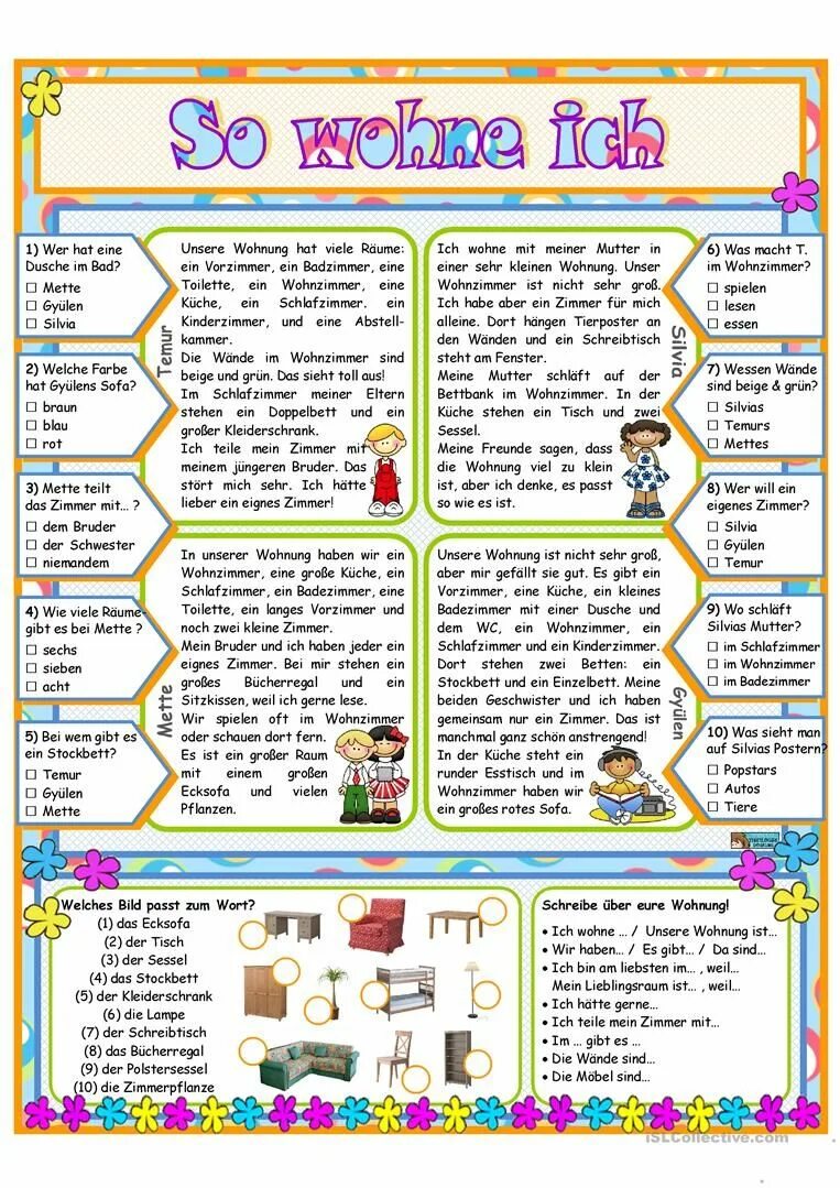 Рабочие листы немецкий язык. Немецкий язык das Zimmer. ISLCOLLECTIVE для немецкого языка. Arbeitsblatt. Haben sie kinder