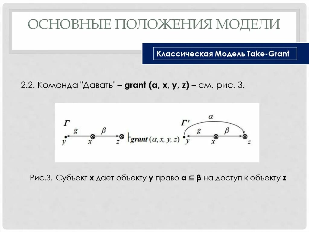 Основные положения модели. Основные положения модели take grant. классическая модель take grant. модель распространения прав доступа take-grant. модель take grant решение задач.
