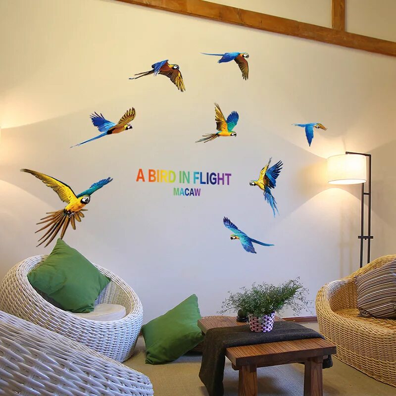 Room bird. Наклейки на стену птицы. Птицы на стену декор. Декор комнаты с птички. Декор на стену попугай.