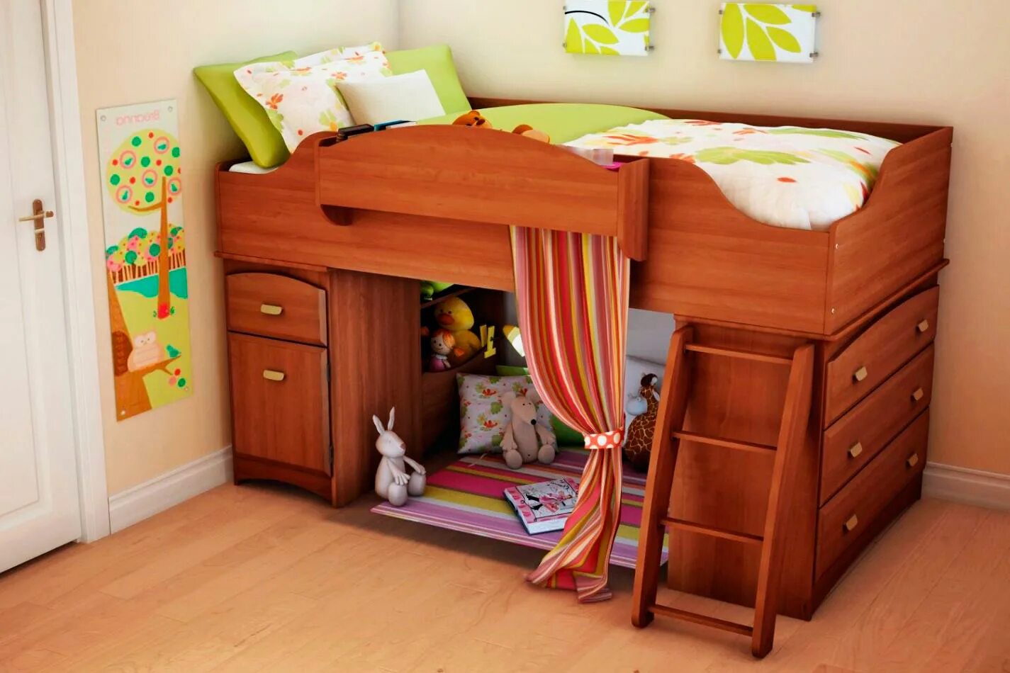 Кровать 7 дом. Кровать-чердак детская малыш 2. Кровать чердак с Винни пухом. Кровать чердак Джерри.
