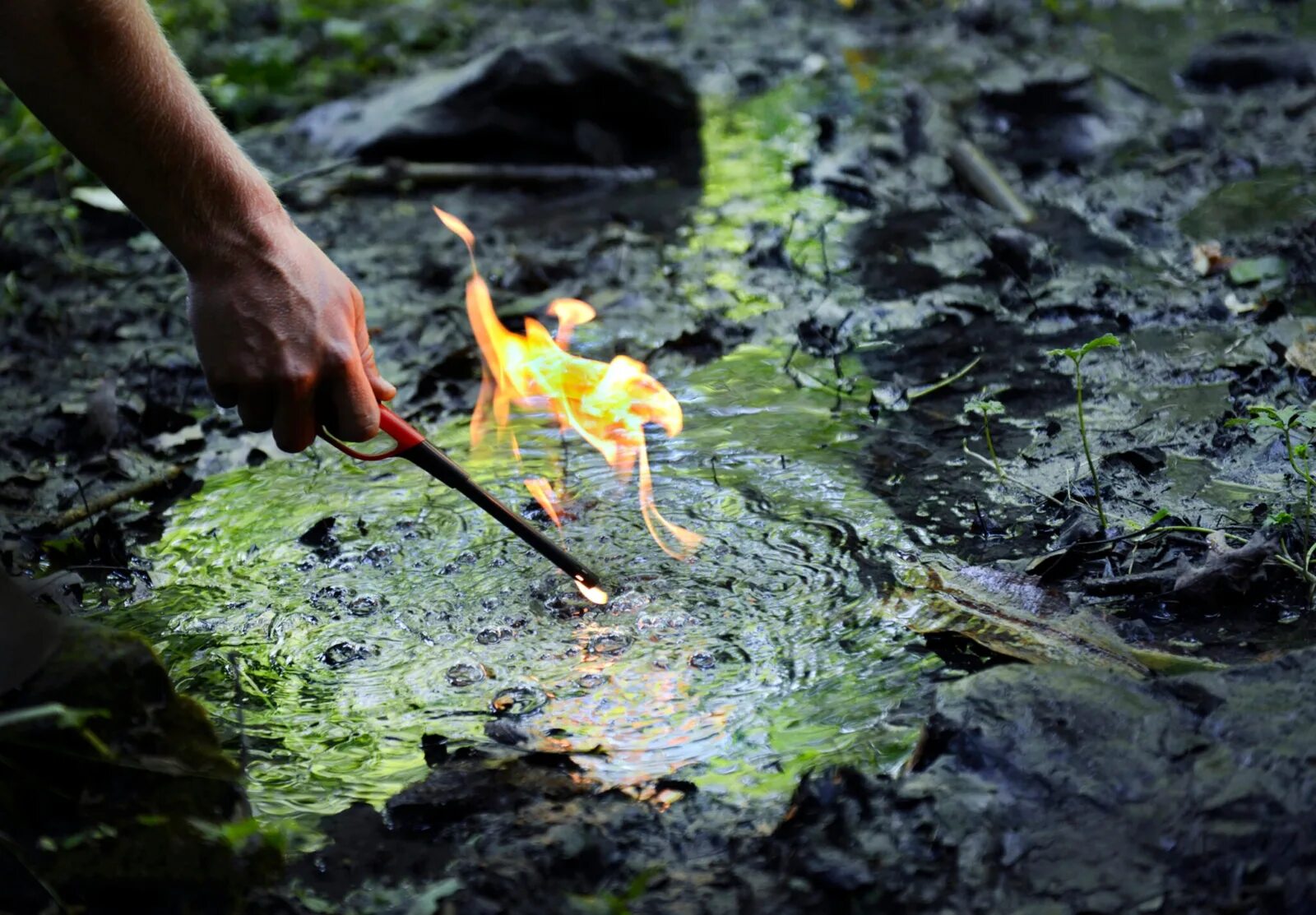 Water ground. Water is burning.