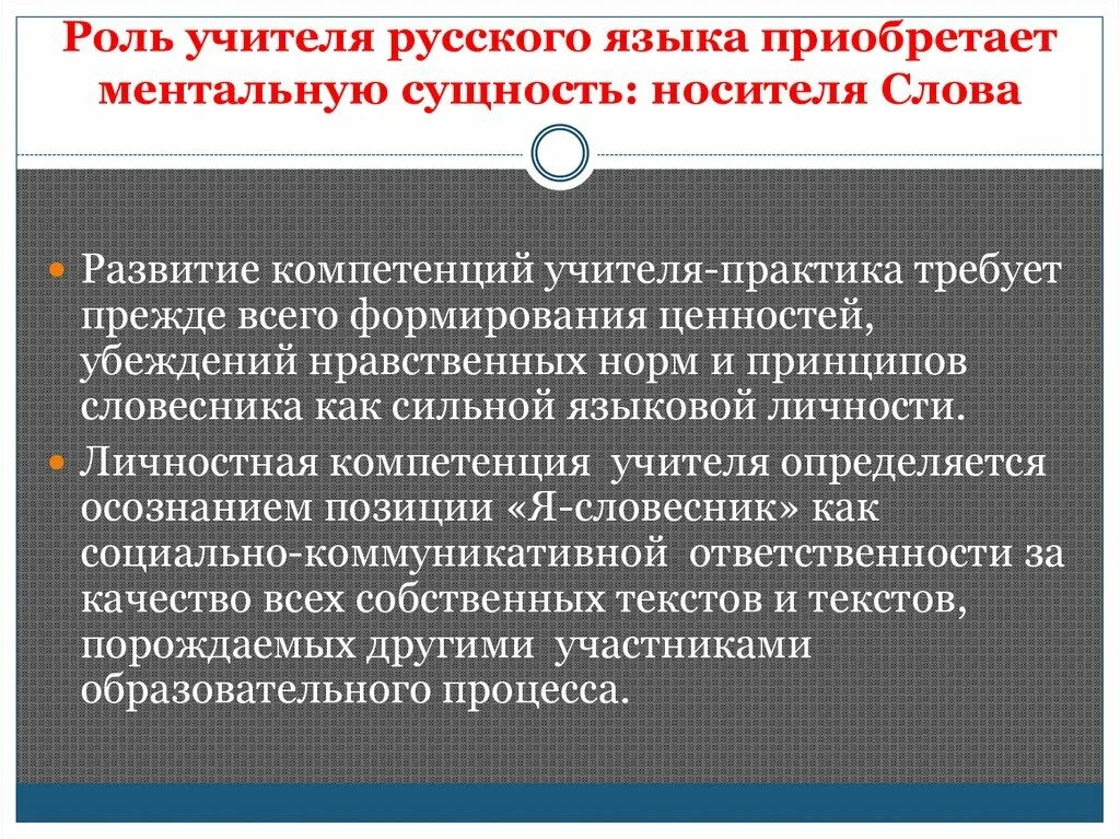 Роль учителя. Роль учителя родного языка. Языковая личность преподавателя. Личность учителя словесника.