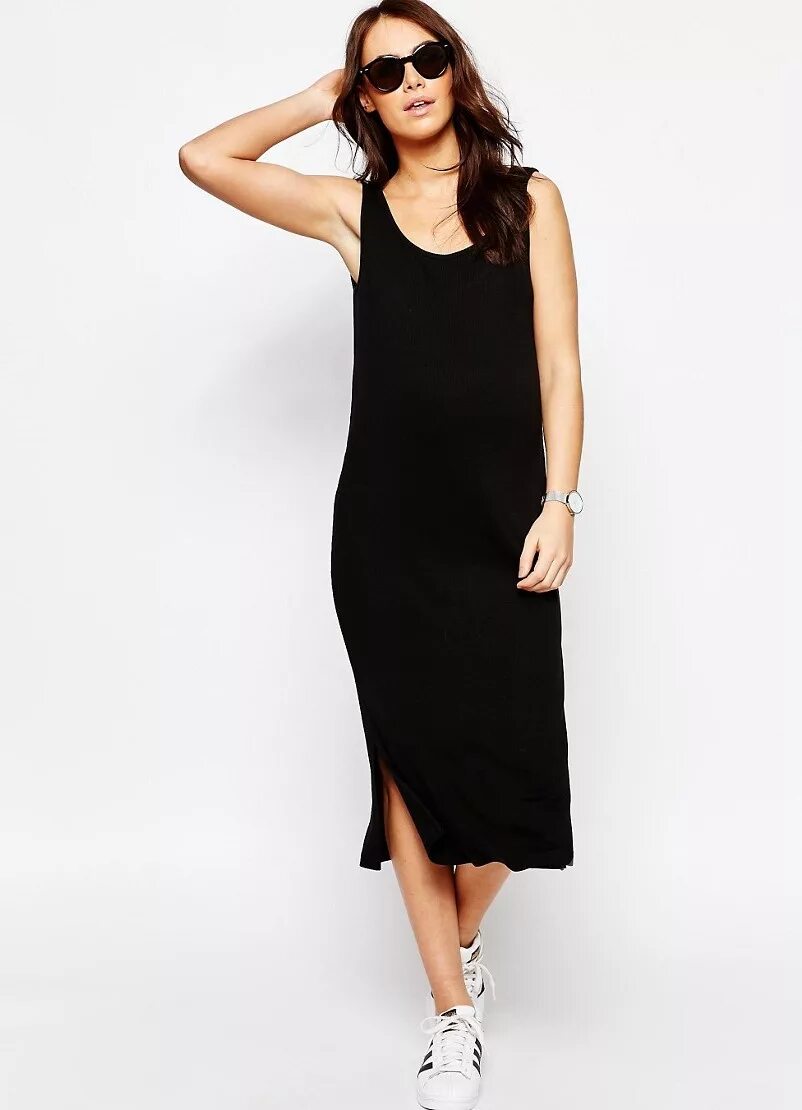 Weekday платье черное. платье майка длинное. девочка 1 класс черное платье с маечкой. черное платье майка. платье майка мини черное.