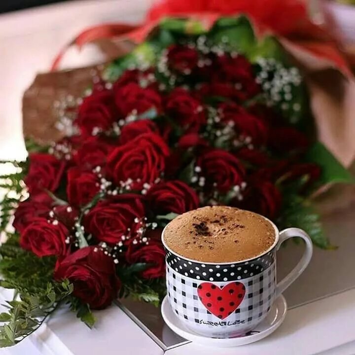 Доброе утро кофе розы пожелания картинки Good Morning Coffee with Pink Roses