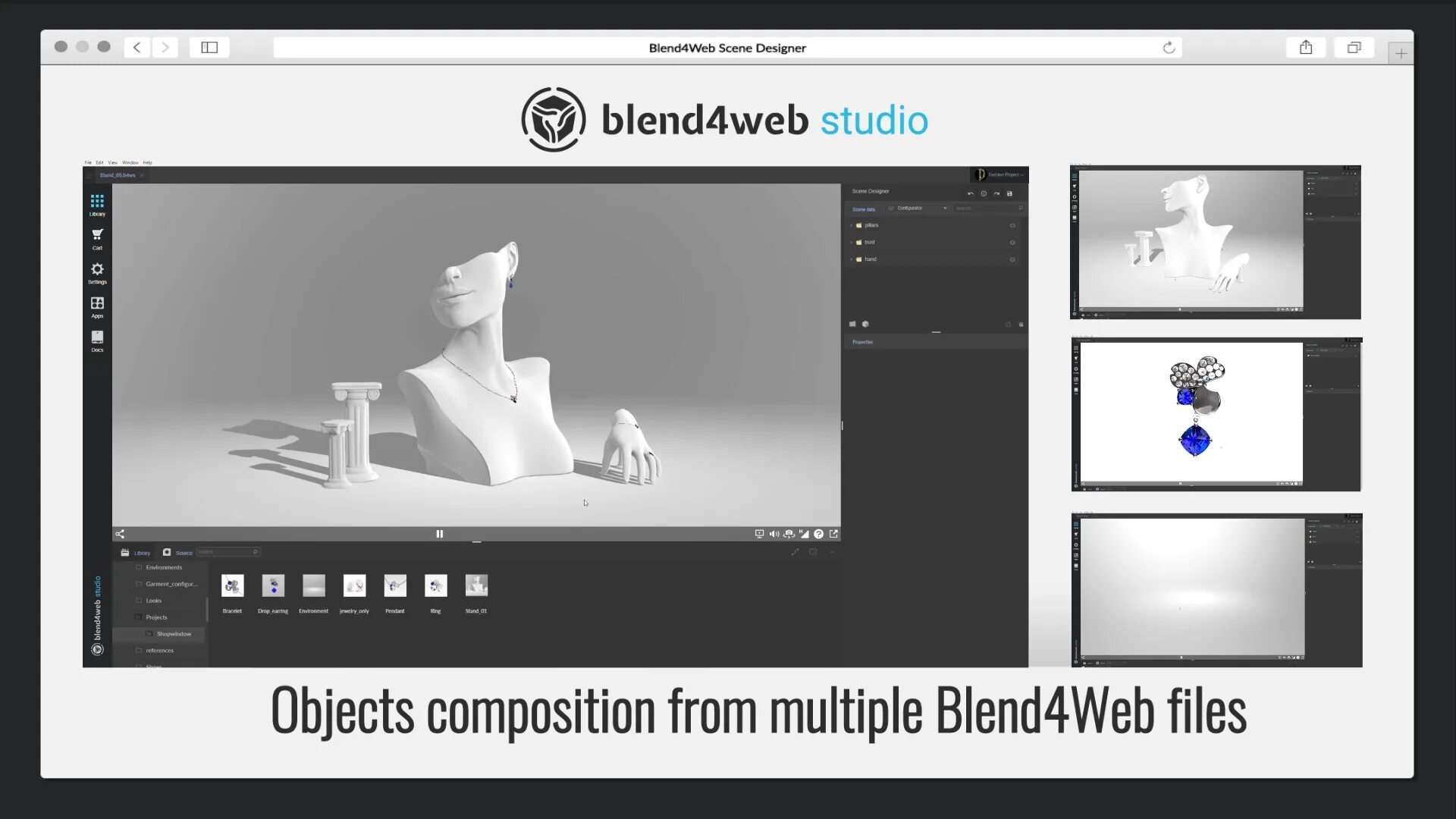 Web scene. Blend4web. Blender 4. Reference model Euphoria UE 4 for Blender. Passion web Studio архив видео-VIP.