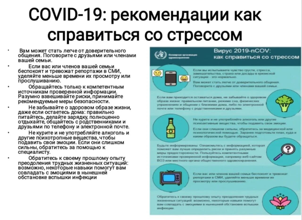 Рекомендации по ковид 19. Рекомендации как справиться со стрессом.