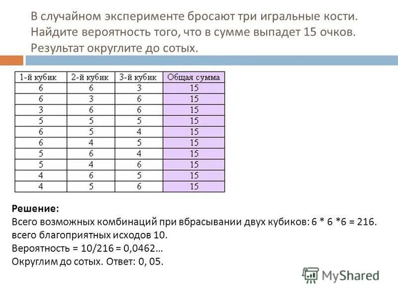 Бросают три игральные