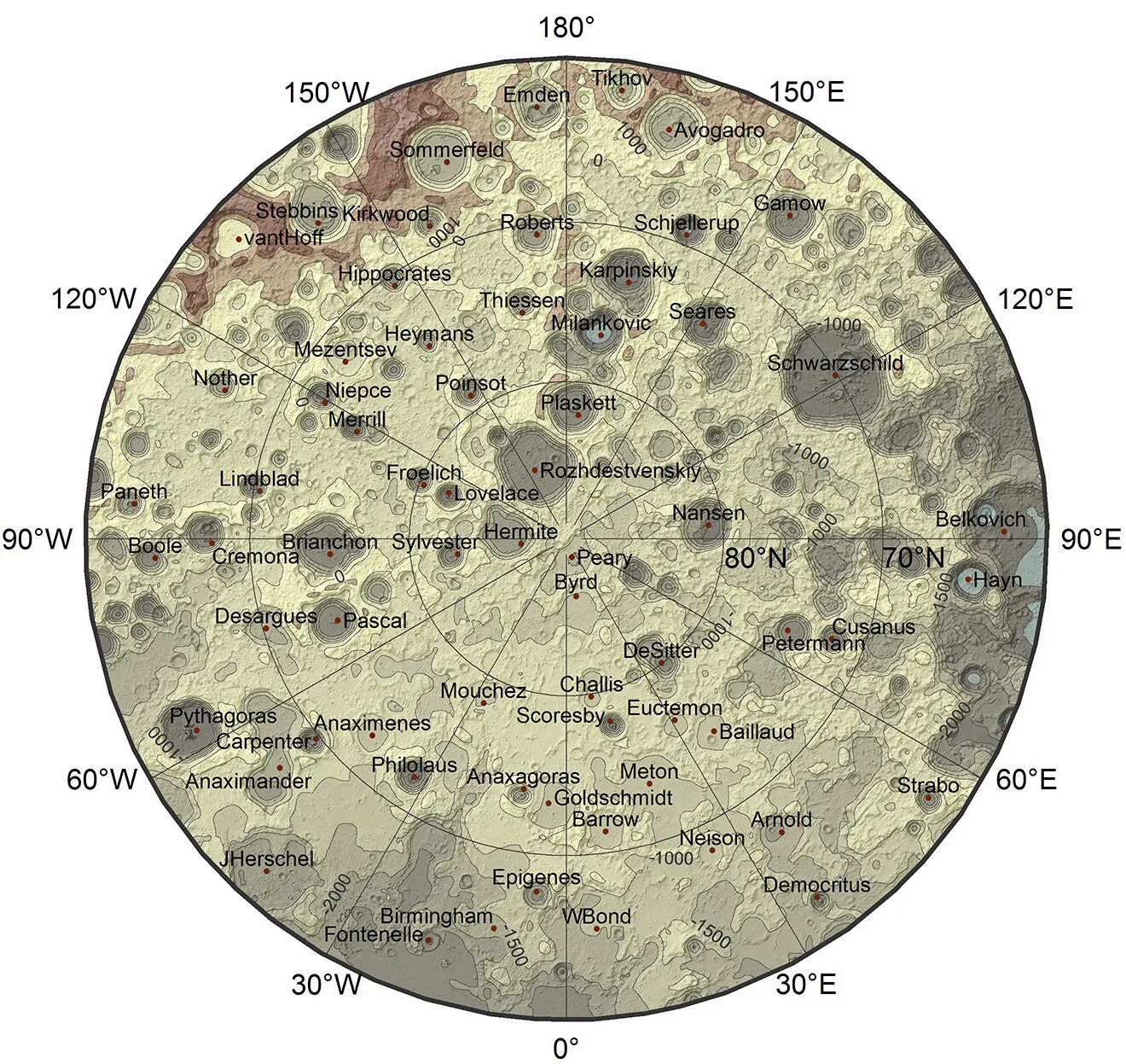 Часть луны 5. Карта Луны. Карта лунных кратеров. Название кратеров. Гипсометрическая карта Луны.
