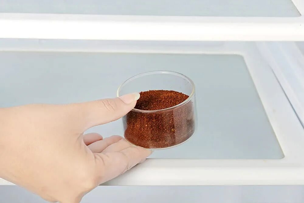 Запах в холодильнике. Освежитель рта спрей. Плесень в холодильнике. Избавление от неприятных запахов. Кофейная гуща в холодильнике.