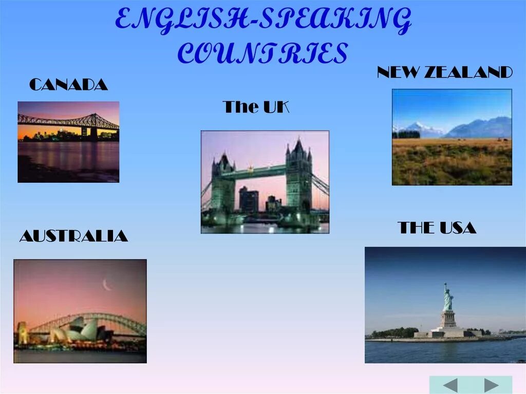 Родная страна английского языка. English speaking Countries презентация. English speaking Country Canada. English speaking Countries New Zealand. English speaking Countries презентация New Zealand.