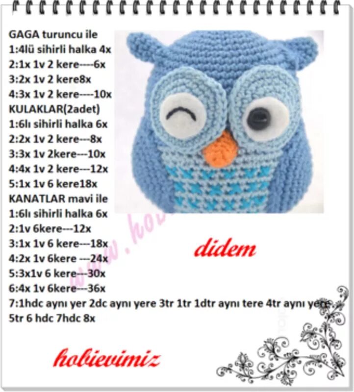 amigurumi mavi baykuş Jucării croșetate, Croșetare și Jucării