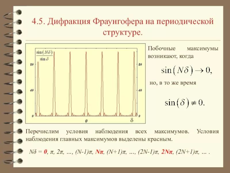 Тест дифракция света 9 класс. Дифракция на периодических структурах. Дифракция Фраунгофера на периодической. Дифракция на правильной структуре. Условие максимума дифракции Фраунгофера.