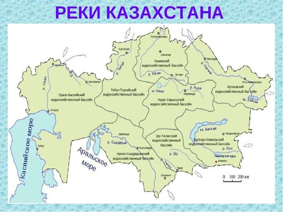 Казахстан и российские реки. Реки Казахстана на карте. Крупные реки Казахстана на карте. Бассейны рек Казахстана на карте. Карта Казахстана с реками и озерами.