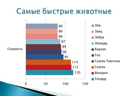 Скорость животных км в час