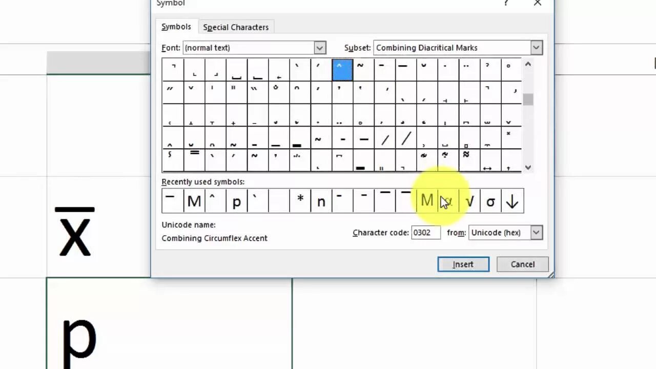 Excel unicode