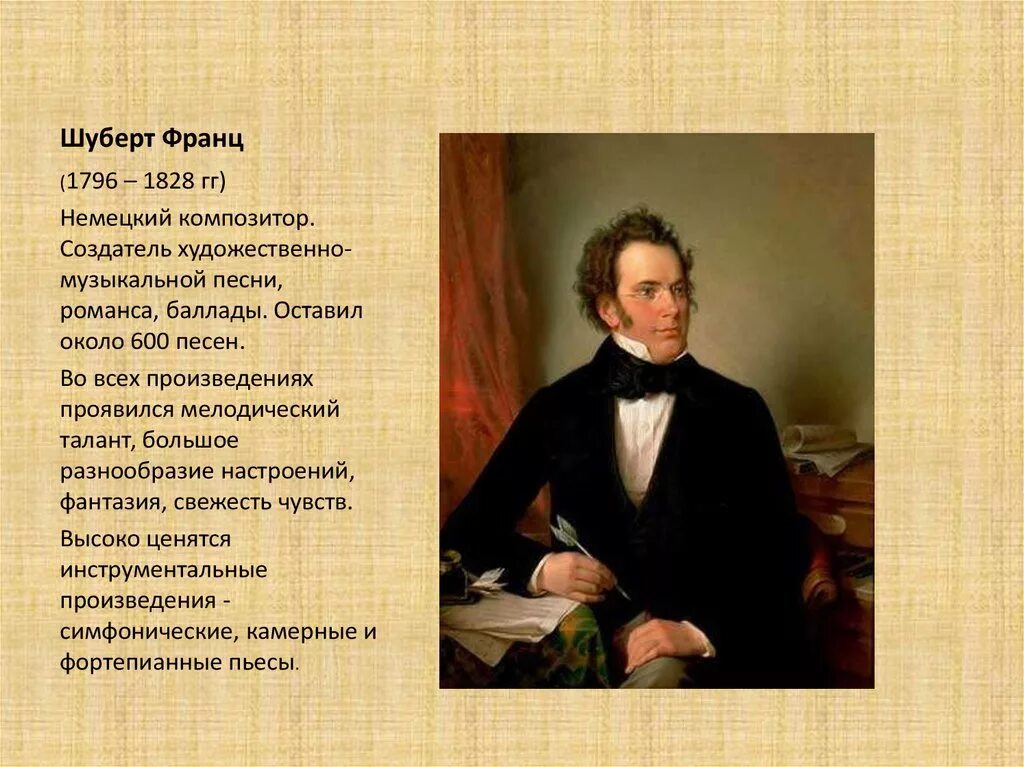 Какие произведения шуберта. Факты о Франце Шуберте. Сообщение о творчестве Шуберта. Биография ф Шуберта.