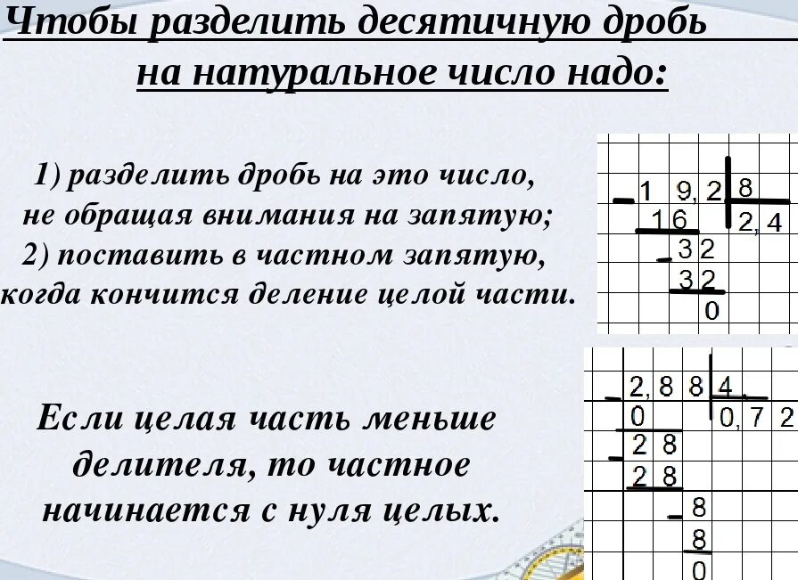 Правило десятичных дробей на натуральное число. Деление десятичных дробей на натуральное число 5 класс. правило деления десятичных дробей на натуральное число 5 класс. правило деления десятичной дроби на натуральное число. разделить десятичную дробь на натуральное число.