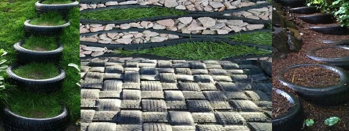 Как сделать дорожки из шин. Садовые дорожки из покрышек. садовая дорожка из автомобильных покрышек. дорожки на даче из покрышек. тропинки из покрышек.