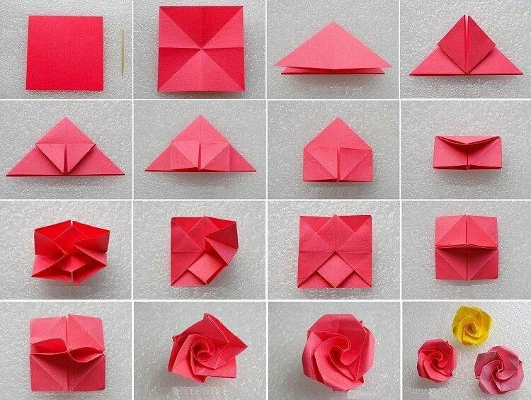 Цветы из бумаги поэтапно легко. Оригами из бумаги для начинающих поэтапно цветы розы. Оригами из бумаги коза.