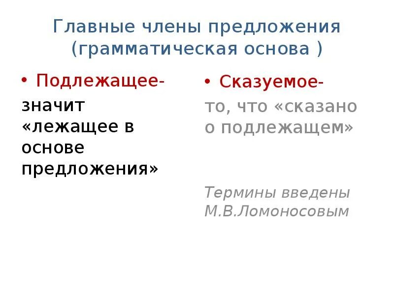 Термины подлежащее сказуемое. Координация главных членов предложения.