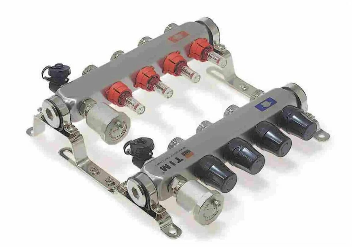 коллектор теплого пола tim. коллектор для теплого тим смесительный узел. коллекторная группа 1" , 5 вых. смесительный узел стаут с коллектором. , латунный корпус tim ka006.