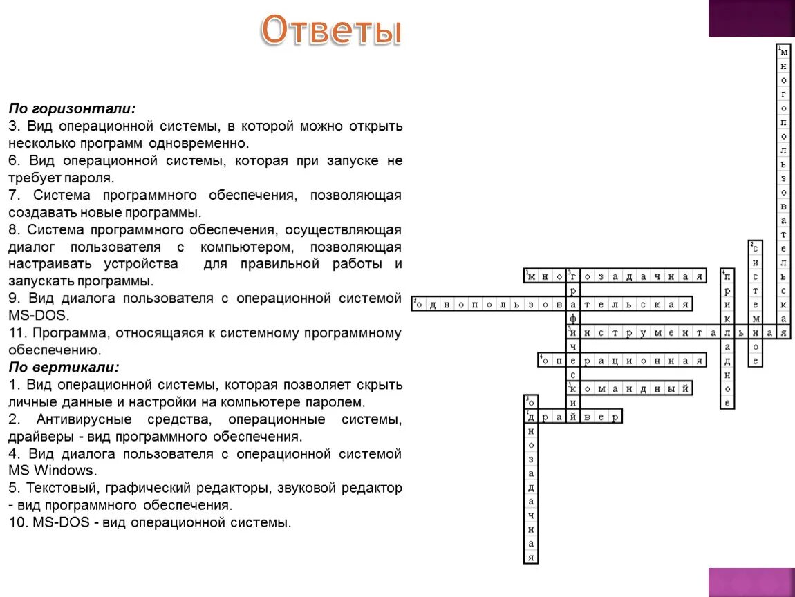 Даст ответ ос. Кроссворд на тему операционная система с ответами. кроссворд по информатике на тему операционные системы. кроссворд по операционным системам. кроссворд на тему операционные системы.