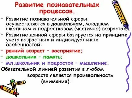 Особенности познавательной сферы младшего школьника